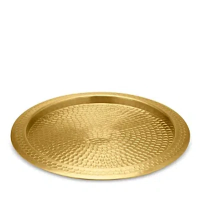 Blue Pheasant Conway Round Tray In Antique Brass