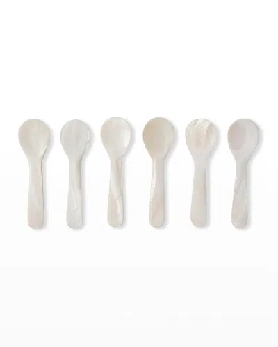 Blue Pheasant Cora Small Mother-of-pearl Spoons, Set Of 6 In White
