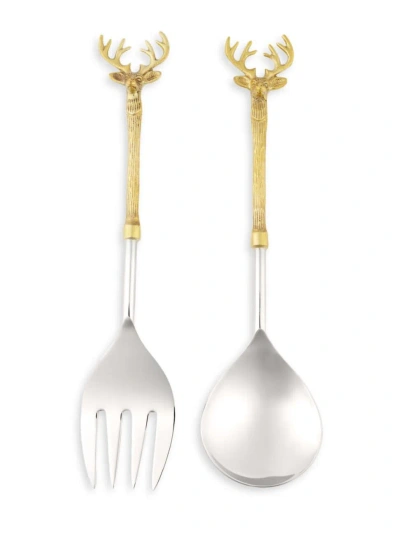 Blue Pheasant Dash 2-piece Server Set In Polished Silver Gold