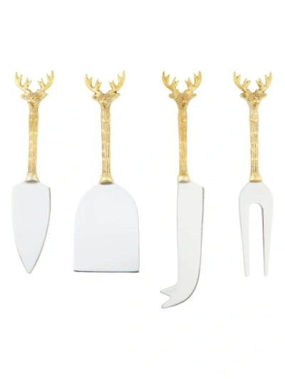 Blue Pheasant Dash 4-piece Cheese Knife Set In Polished Silver Gold