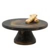 Blue Pheasant Hugo Black And Gold Swirled Large Cake Stand