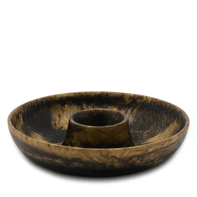 Blue Pheasant Hugo Black And Gold Swirled Resin Chip And Dip Bowl
