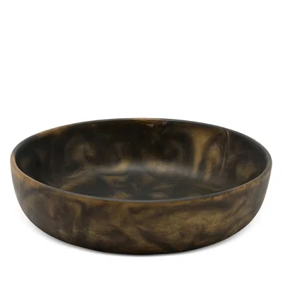 Blue Pheasant Hugo Black And Gold Swirled Resin Large Serving Bowl