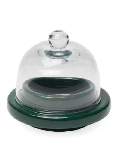 Blue Pheasant Marcus 2-piece Butter Dish Set In Dark Green Salt Glaze