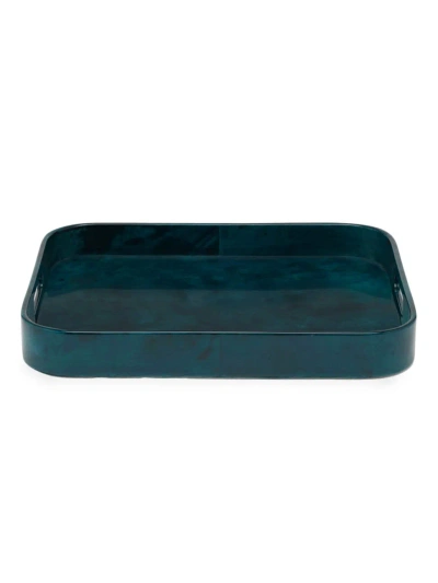 Blue Pheasant Nelson 2-piece Rectangular Tray Set In Blue Gloss