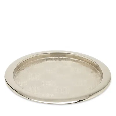 Blue Pheasant Sevasti Shiny Nickle Textured Stainless Steel Round Tray