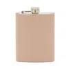 Blue Pheasant Warren Stainless Steel And Full Grain Leather Flask In Dusty Rose