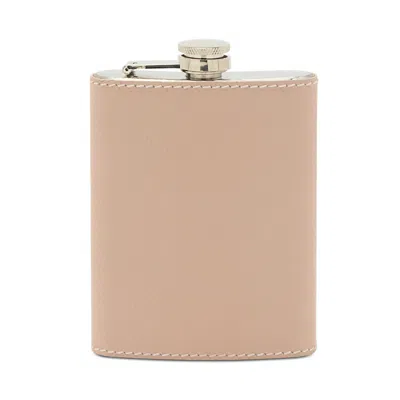 Blue Pheasant Warren Stainless Steel And Full Grain Leather Flask In Dusty Rose