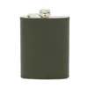 Blue Pheasant Warren Stainless Steel And Full Grain Leather Flask In Forest Green