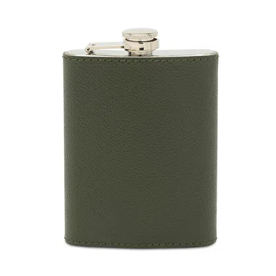 Blue Pheasant Warren Stainless Steel And Full Grain Leather Flask In Forest Green