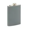 Blue Pheasant Warren Stainless Steel And Full Grain Leather Flask In Gray