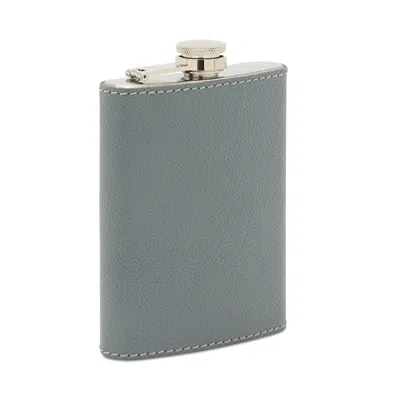 Blue Pheasant Warren Stainless Steel And Full Grain Leather Flask In Gray