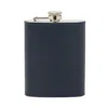 Blue Pheasant Warren Stainless Steel And Full Grain Leather Flask In Navy