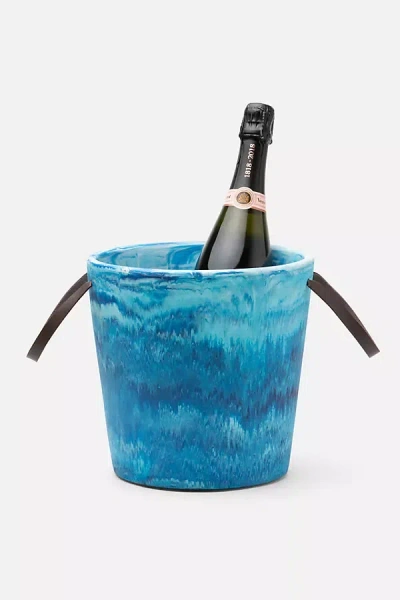 Blue Pheasant Wesley Resin Champagne Bucket In Blue