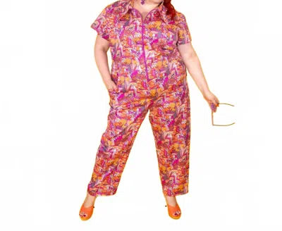 Blue Platypus Mushroom And Snail Jumpsuit In Sunset In Pink