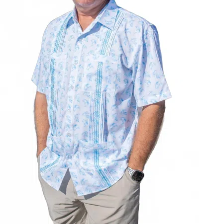 Blue Quail Clothing Co. Bass Guayabera Short Sleeve Shirt In Blue In Multi