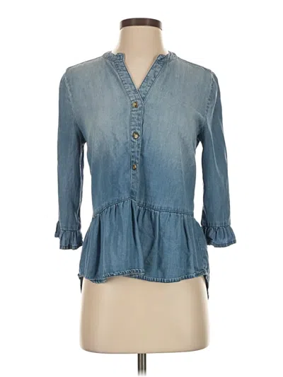 Pre-owned Blue Rain 3/4 Sleeve Button Down Shirt In Blue