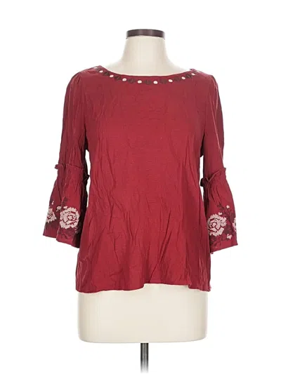 Pre-owned Blue Rain 3/4 Sleeve Top Burgundy Boatneck Tops