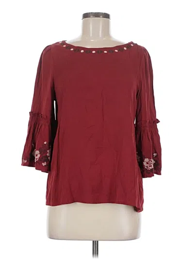 Pre-owned Blue Rain 3/4 Sleeve Top Burgundy Boatneck Tops