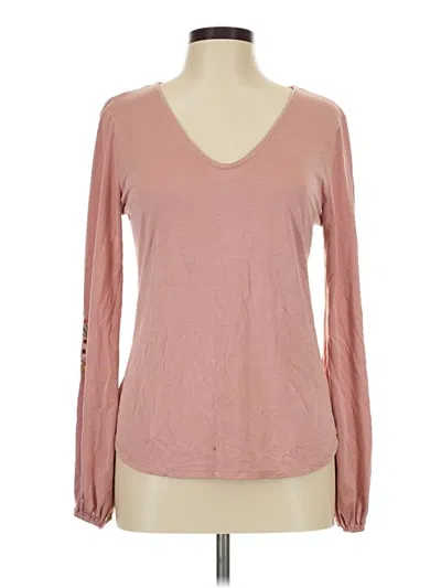 Pre-owned Blue Rain Long Sleeve Top Pink V-neck Tops