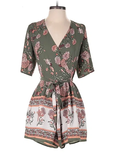 Pre-owned Blue Rain Romper In Green