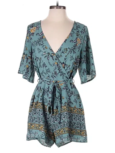 Pre-owned Blue Rain Romper In Teal