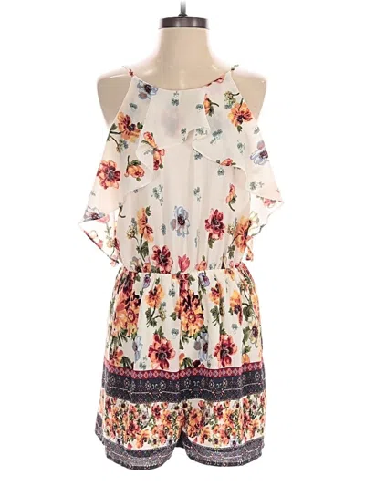 Pre-owned Blue Rain Romper In White