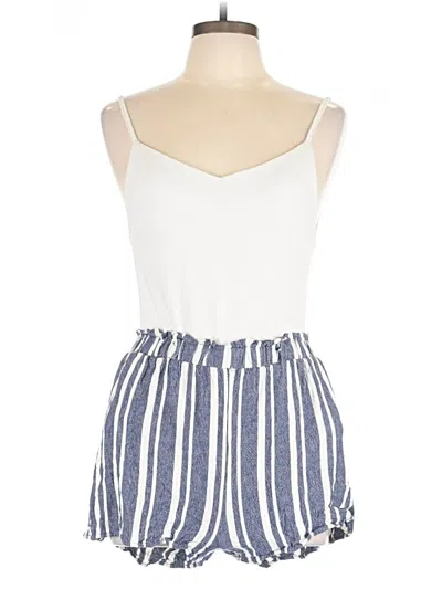 Pre-owned Blue Rain Romper In White