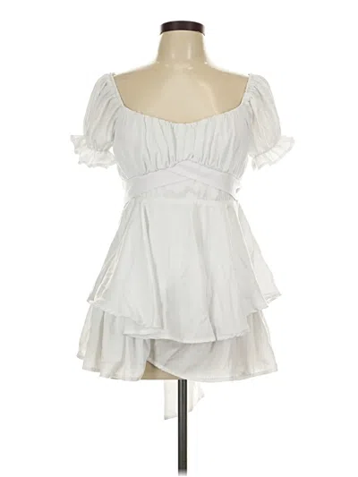 Pre-owned Blue Rain Romper In White