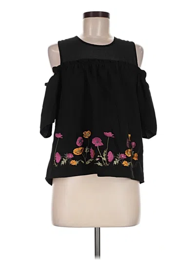 Pre-owned Blue Rain Short Sleeve Blouse In Black