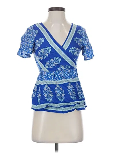 Pre-owned Blue Rain Short Sleeve Blouse In Blue