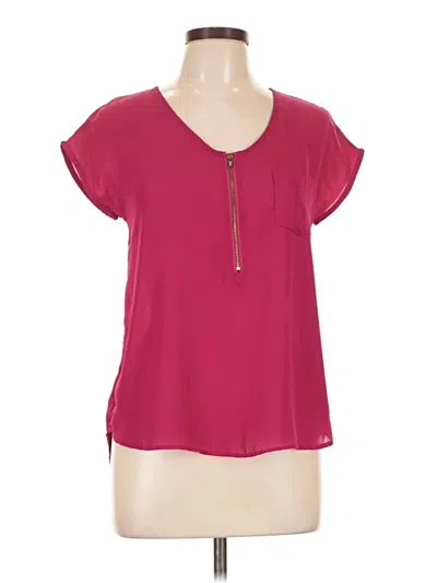 Pre-owned Blue Rain Short Sleeve Top Burgundy Scoop Neck Tops