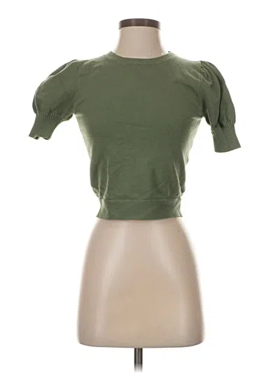 Pre-owned Blue Rain Short Sleeve Top Green Sweetheart Neckline Tops