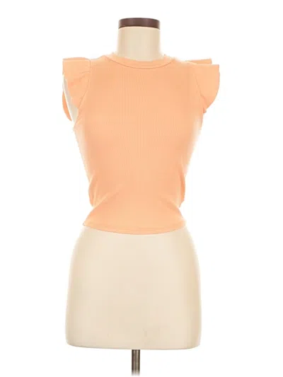 Pre-owned Blue Rain Short Sleeve Top Orange Keyhole Neckline Tops