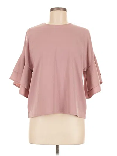 Pre-owned Blue Rain Short Sleeve Top Pink Mock Neckline Tops