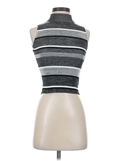 Pre-owned Blue Rain Sleeveless Top Gray Turtleneck Tops
