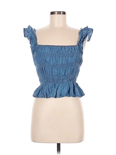 Pre-owned Blue Rain Tube Top Blue Strapless Neckline Tops