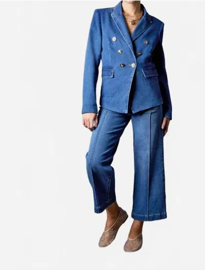 Blue Revival Blake Double Breasted Blazer In Denim In Multi