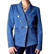 Blue Revival Blake Double Breasted Blazer In Medium Stonewash In Blue