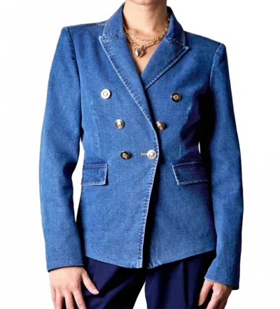 Blue Revival Blake Double Breasted Blazer In Medium Stonewash In Blue