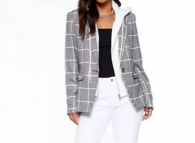 Blue Revival Hooded Helen Blazer In Houndstooth And White In Houndstooth/white