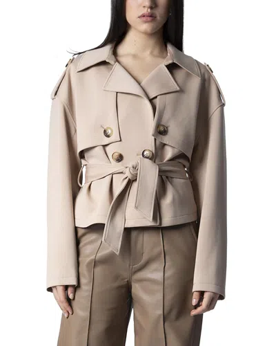 Blue Revival Charli Cropped Scuba Trench In Brown