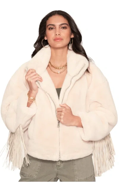 Blue Revival Dancing In The Moonlight Fringe Jacket In Vanilla Bean