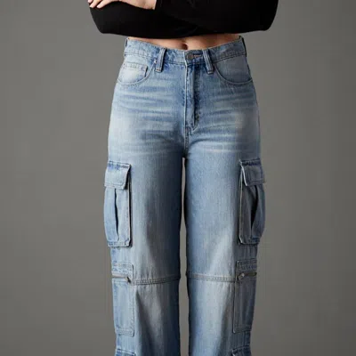 Blue Revival Flex Back On Duty Wide Leg Cargo In Athens