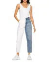 Blue Revival Happy Hour Color Blocked Ankle Jeans In Angel Falls/white In Multi