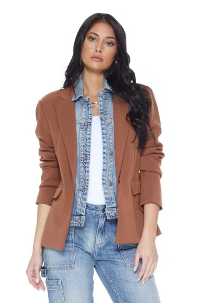 Blue Revival Helen Blazer With Removeable Denim Insert In Toffee/medium Blue