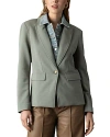 Blue Revival Helen Denim Layer Blazer In Light Olive/light Blue