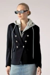 Blue Revival Helen Double-breasted Blazer With Removable Hoodie Insert