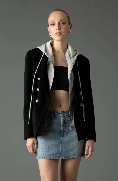 Blue Revival Helen Double Breasted Blazer In Black/grey