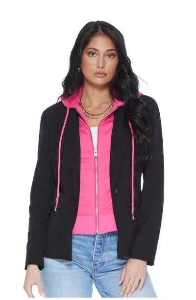 Blue Revival Hooded Helen Blazer In Black/hot Pink